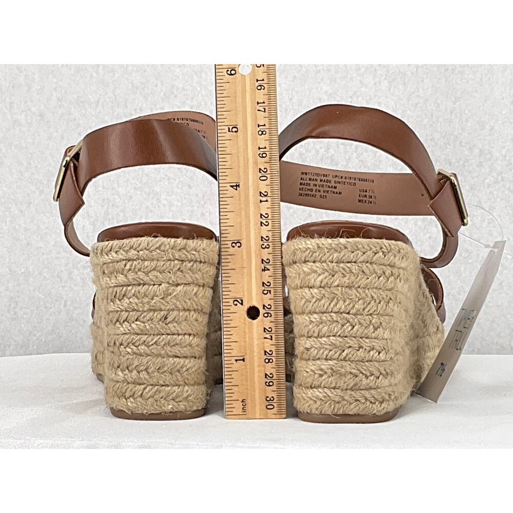 Time and Tru Cognac Espadrilles Ankle Strap Memory Foam Wedges NWT 7.5 - Picture 5 of 10